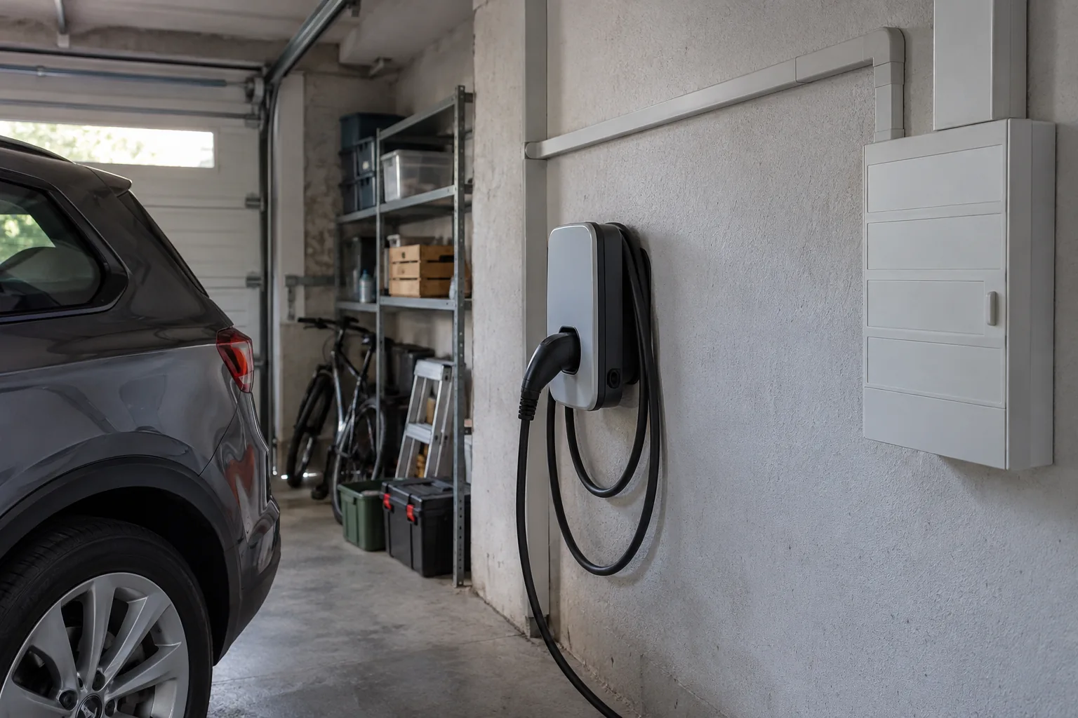 Illustration générée : Un stationnement dans le garage.